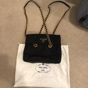 Vintage Prada Three Compartment Shoulder Bag: Black